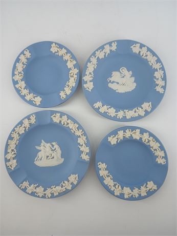 Wedgwood Blue Jasperware Plate with White Relief Decoration, Set of 4