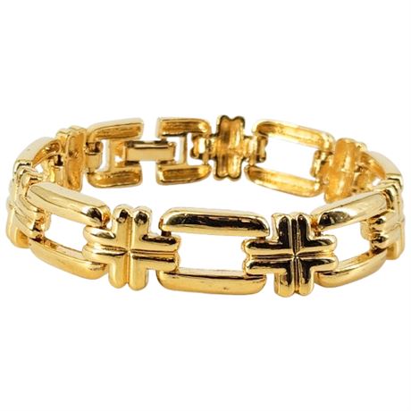 Vintage Gold Tone Rectangle/Cross Link Bracelet