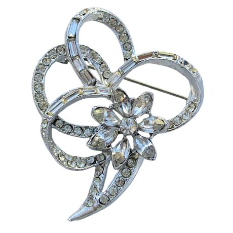 Rhinestone Floral Brooch ~ Dressy!