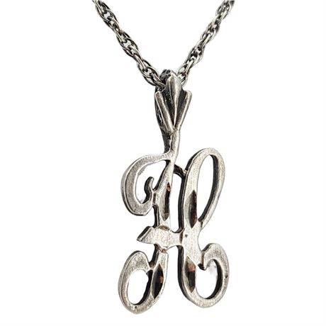 Vintage MICHAEL ANTHONY Sterling Silver "H" Monogram Pendant Necklace