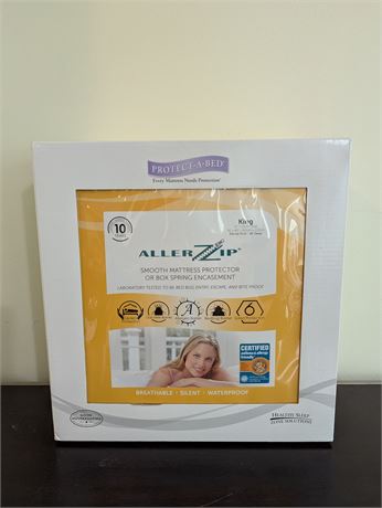 New in Packaging King Aller-Zip Smooth Mattress Protector or Box Spring cover