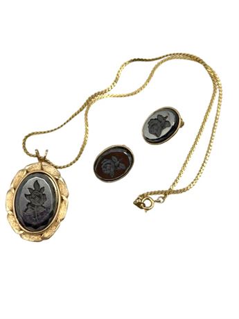 Chain with Pendant & Earrings