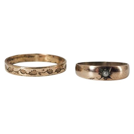 Pair Antique Child Sized Rings, Sz 2.75 & 0