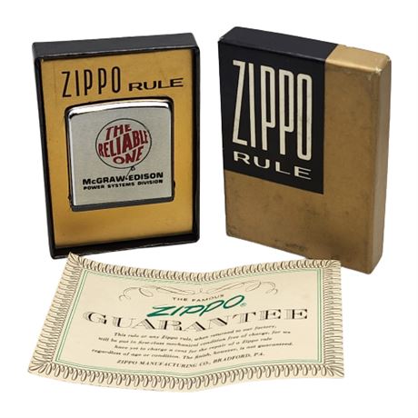 Vintage Zippo Rule Advertising Tape Measure in Original Packaging