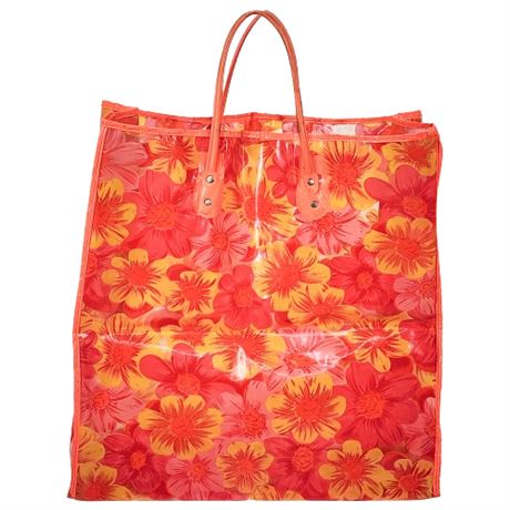 Vintage 60s Mod Clear & Orange Flower Power Tote Bag
