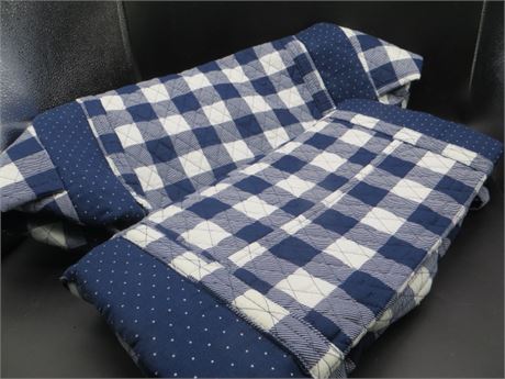 2 New Blue & White Gingham Checked Bags
