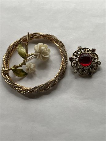 Rhinestone bracelet and brooch lot