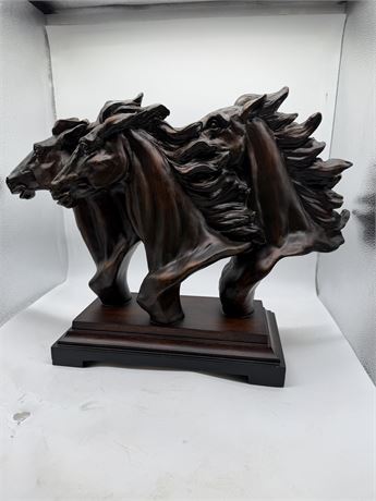 "Running Free" Statue Detailed Brown Bronze Finish w/3 Galloping Horses