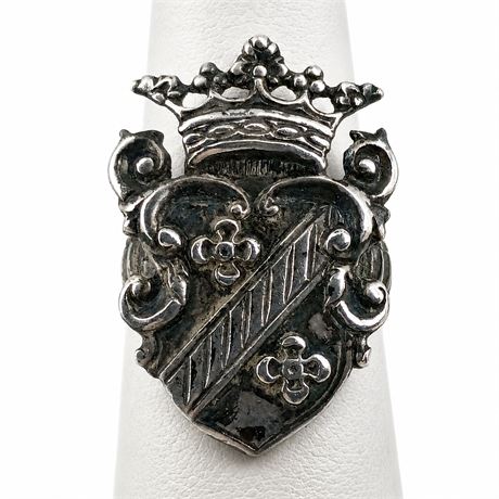 Salomon Sterling Silver Heraldic Crest Statement Ring