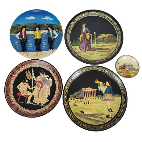 Decorative Hand-Painted Wall Hanging Plates - Lot of 5