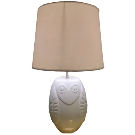 Great Lakes VNTG - White Ceramic Owl Table Lamp & Shade