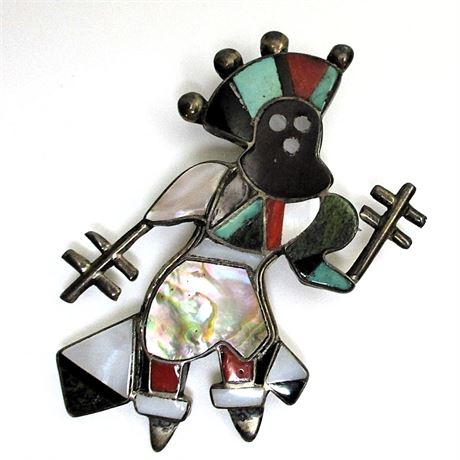 Vintage Zuni APACHE GHAN DANCER Brooch/Pendant attributed to VERA LUNA