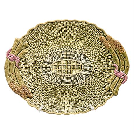 Bordallo Pinheiro Ceramic Asparagus Basketweave Platter