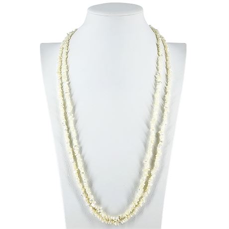 Pair Vintage Mother of Pearl Chip Necklaces
