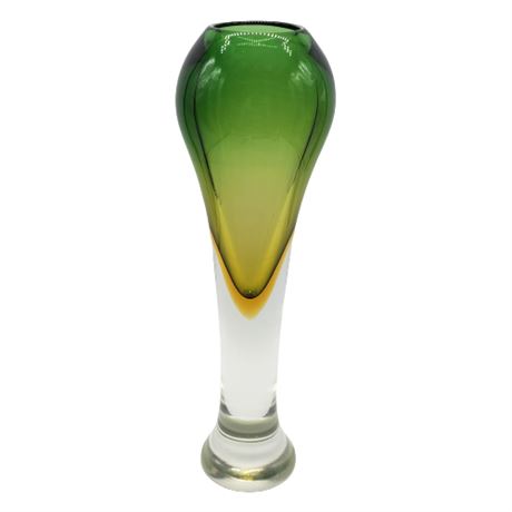 Murano Sommerso Art Glass Heavy Pedestal Bulb Vase