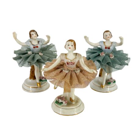 Lot of Porcelain Ballerinas with Lace Tutus
