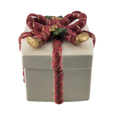 Fitz & Floyd Square Box with Lid Old World Santa - Ceramic Gift Box