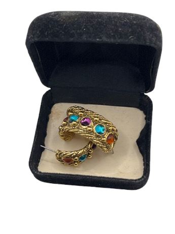 Multi color stone  pierced earrings