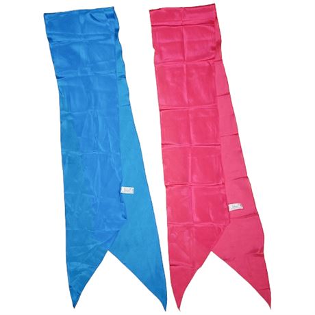 Pair Vintage VERA Long Solid Silk Scarves