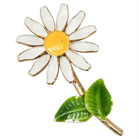 Vintage Enamel Daisy Brooch