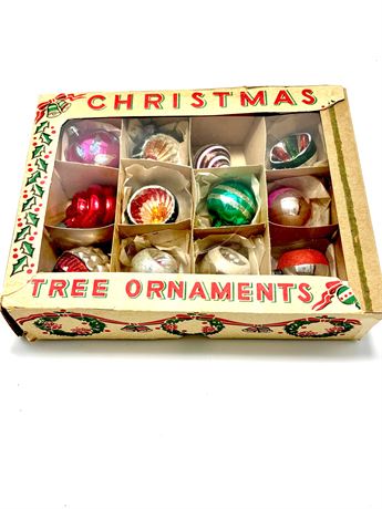 Vtg Mercury Glass Ornaments Mixed - Vintage Box