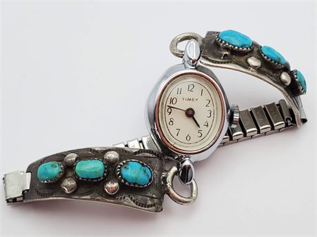 Sterling Turquoise Navajo Watch Band 19.6 Grams
