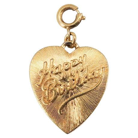 Vintage MONET Happy Birthday Heart Charm