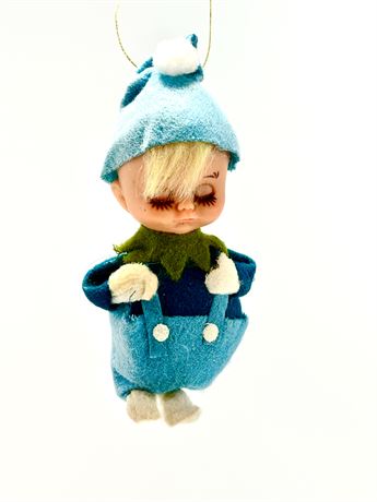 Vtg Kneehugger Pixie Felt Ornament