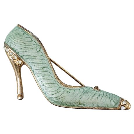 Vintage Enamel & Rhinestone Stiletto Heel Brooch