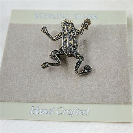 Vtg 5g Sterling Frog Pin