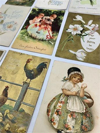 9 pc 1914-1921 Antique Easter Postcard Ephemera Correspondence Lot