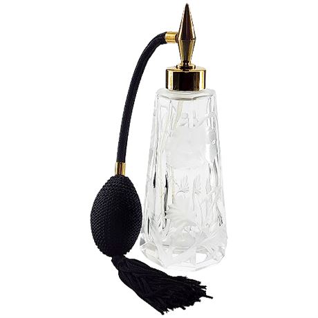 Vintage Irice Hand Cut Crystal Poppies Perfume Atomizer