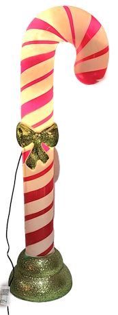 Candy Cane Blow Mold with Glitter Bows & Lights