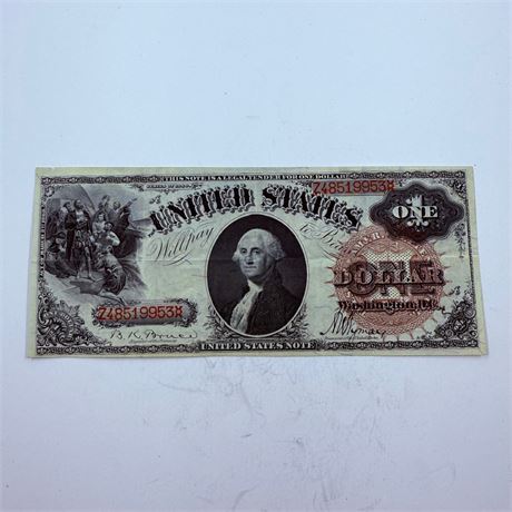 XF+ 1880 $1 Large Brown Seal Legal Tender Note