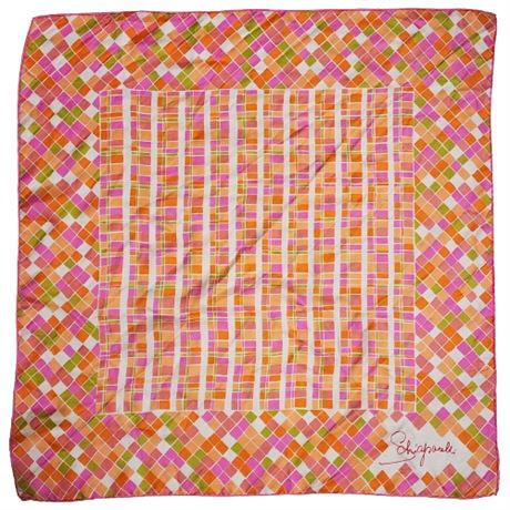 Vintage SCHIAPARELLI Bright Geometric Silk Scarf