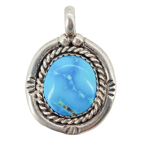 Vintage Native American Sterling Silver Turquoise Pendant