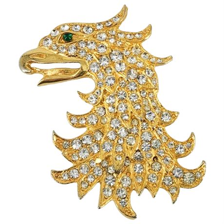 Vintage CADORO Large Rhinestone Eagle's Head Brooch