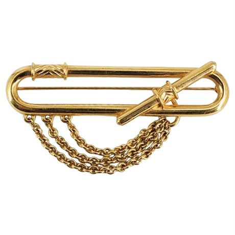 Vintage MONET Gold Tone Chain Brooch