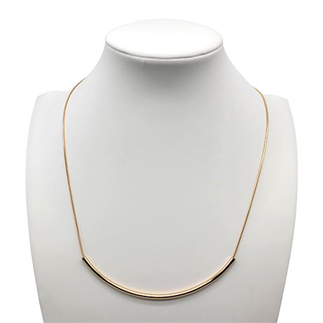 Gold Tone Curved Bar Necklace