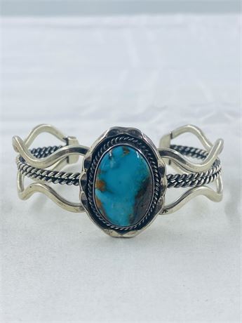 29g Running Bear Navajo Sterling Turquoise Cuff Bracelet