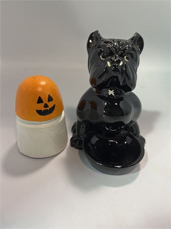 Hickok bulldog planter and pumpkin gas light lot