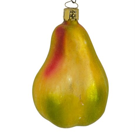 Large 3.75" Vintage Sugared Glass Pear Ornament