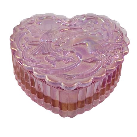 Fenton Carnival Glass Heart-Shaped Hummingbird Ring/Trinket Jar #1