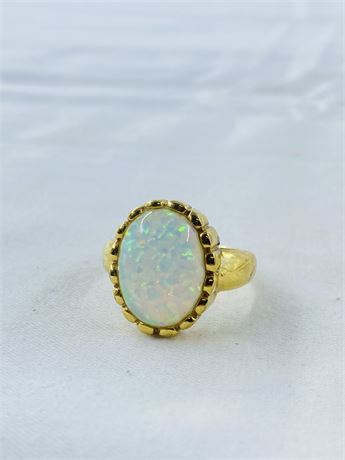 7.4g Sterling Fire Opal Ring Size 9