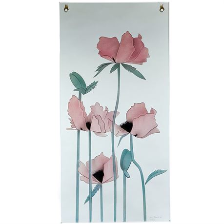 Engraved, Signed & Hand-Painted Art Glass Panel by Ann Booth
