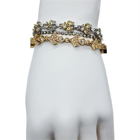 Three Vintage Rhinestone Bracelets, Incl. Napier