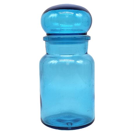 Vintage Belgium Blue UV Reactive Glass Apothecary Bottle & Stopper