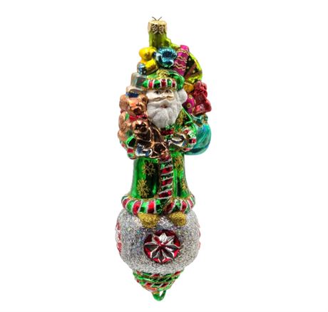 Jumbo 8.5" Glass Santa Ornament
