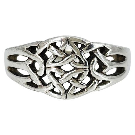 Vintage Sterling Silver Celtic Knot Ring, Sz 6.5