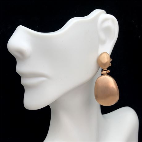 Vintage Milor Italy Brushed Bronze Puffy Dangle Earrings